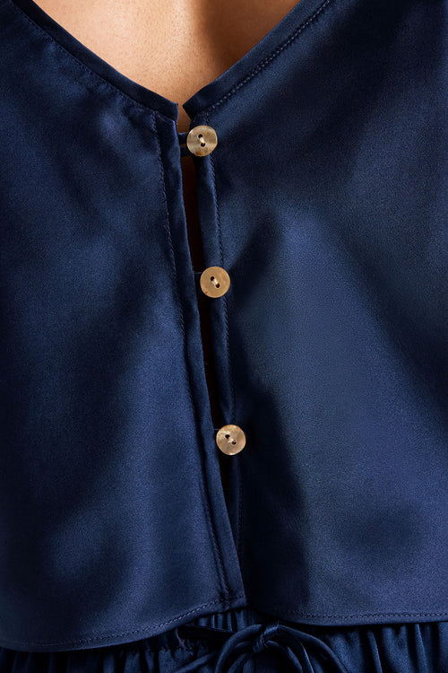 Eclipse Washable Silk Button Cami in Navy