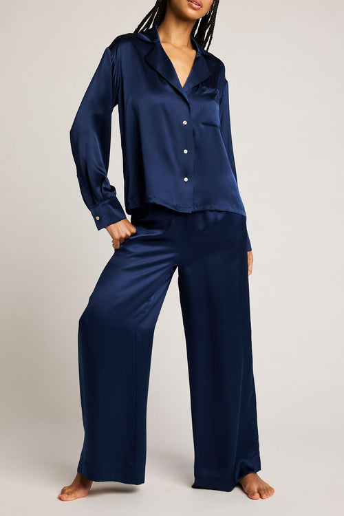 Eclipse Washable Silk Shirt in Navy