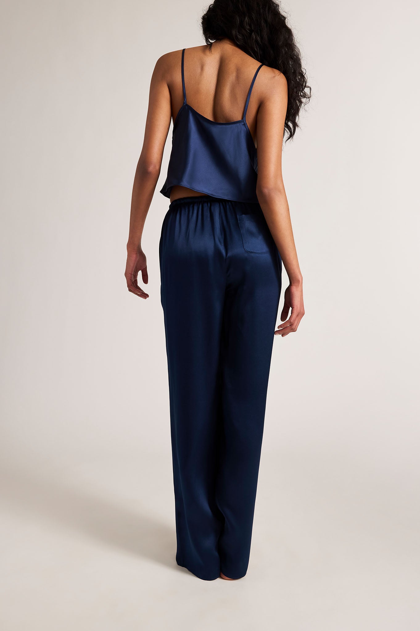 Eclipse Washable Silk Drawstring Pant in Navy