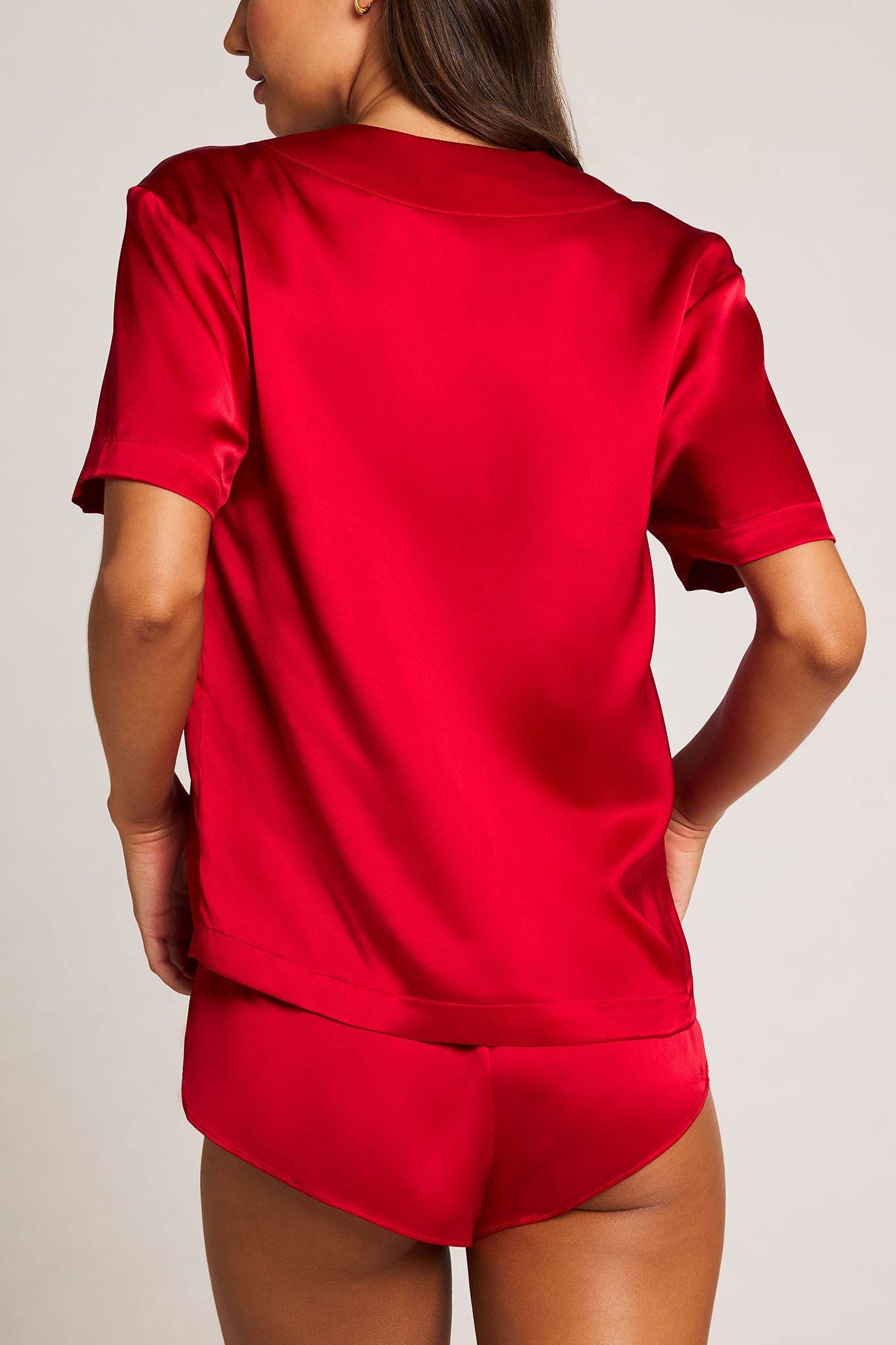 Eclipse Silk V-Top in Cerise