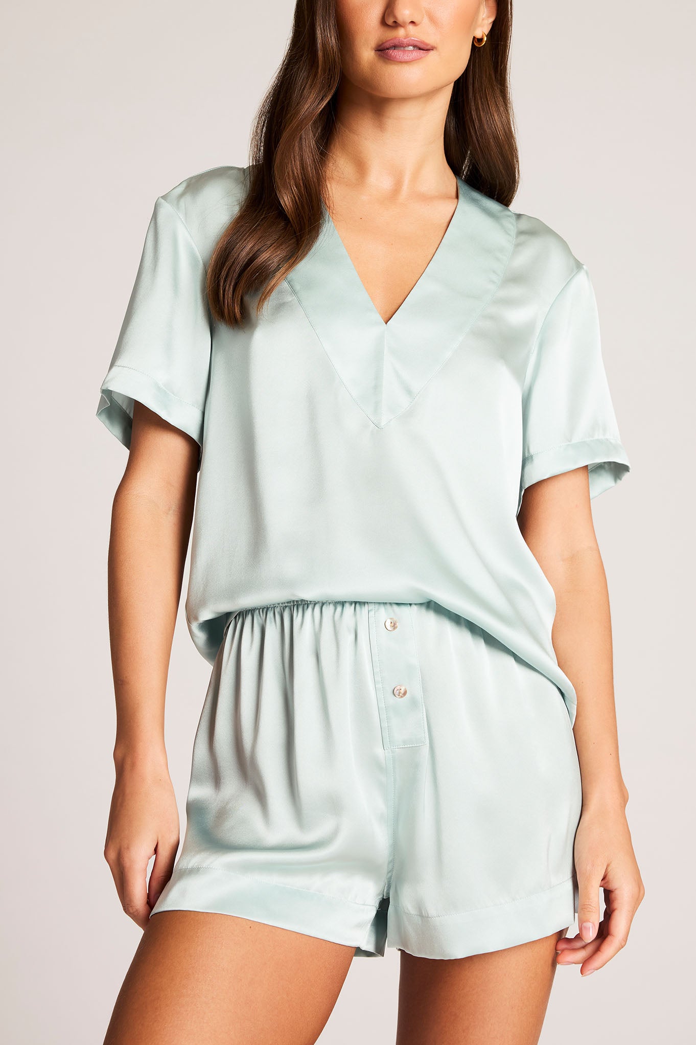 Eclipse Washable Silk V-Top in Mist