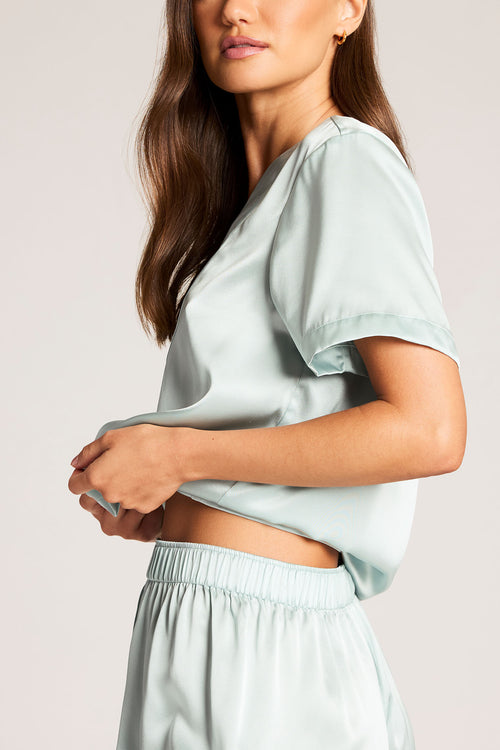 Eclipse Washable Silk V-Top in Mist