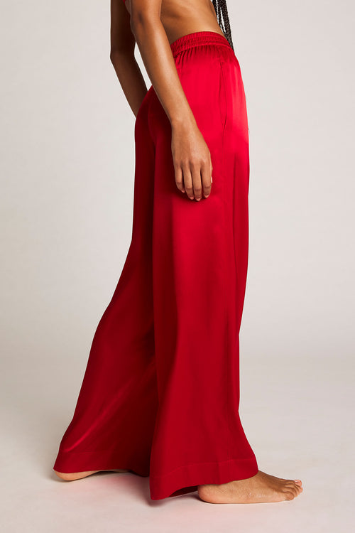 Eclipse Silk Track Pant in Cerise