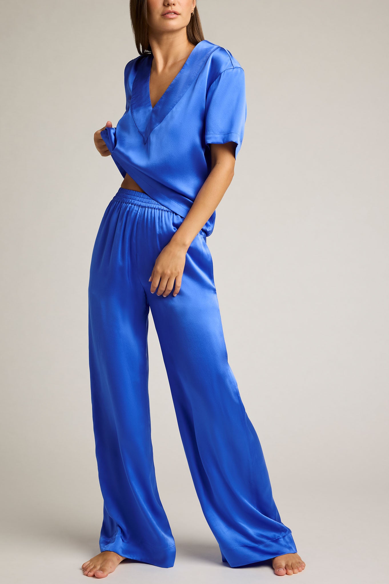 Eclipse Silk Track Pant in Cobalt