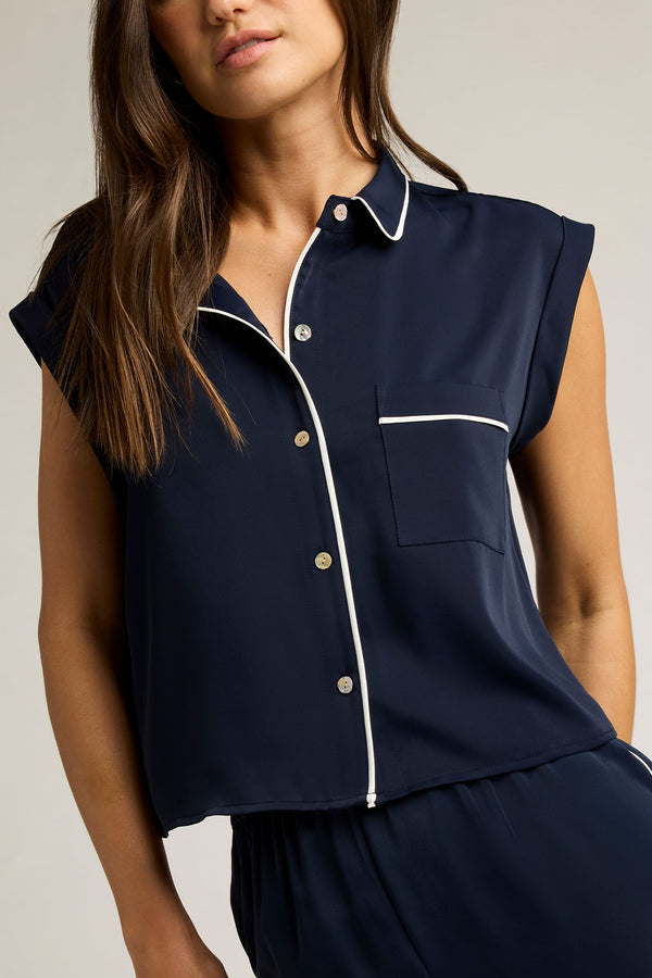 Eclipse Washable Silk Mini Short in Navy