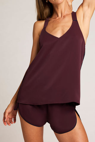 Detail view of Supreme Tank in Garnet for sizer
