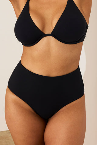 Swim Straight Neck One-Piece in Black