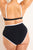 Swim High Waist Bottom in Black + White