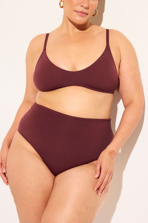 Swim High Waist Bottom in Garnet
