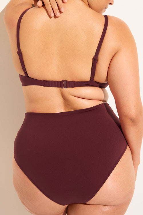 Swim High Waist Bottom in Garnet