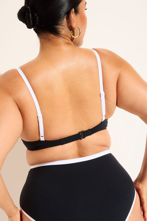 Swim Plunge Top in Black + White