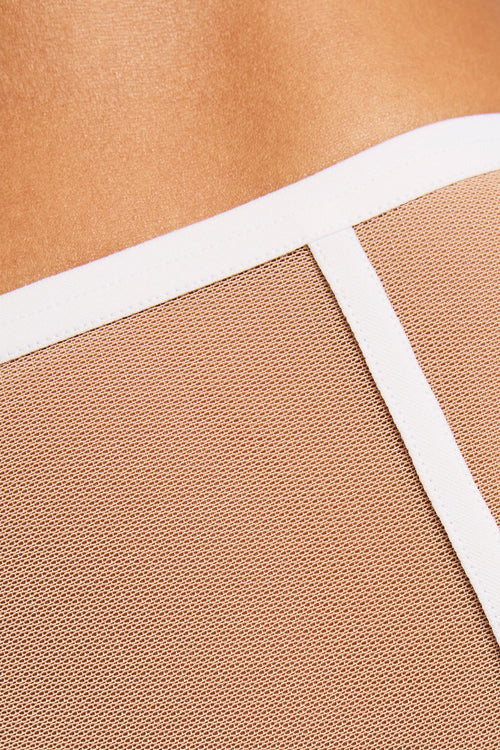 Sieve High Brief in Buff + White