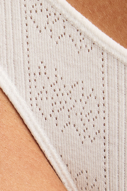 Pointelle Dipped Thong in White