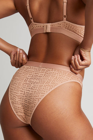 Detail view of Eyelet Lace French Cut Brief in Buff for sizer