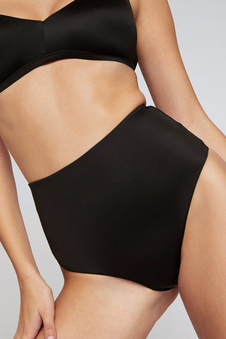 Detail view of Glacé High-Waist Thong in Black for sizer