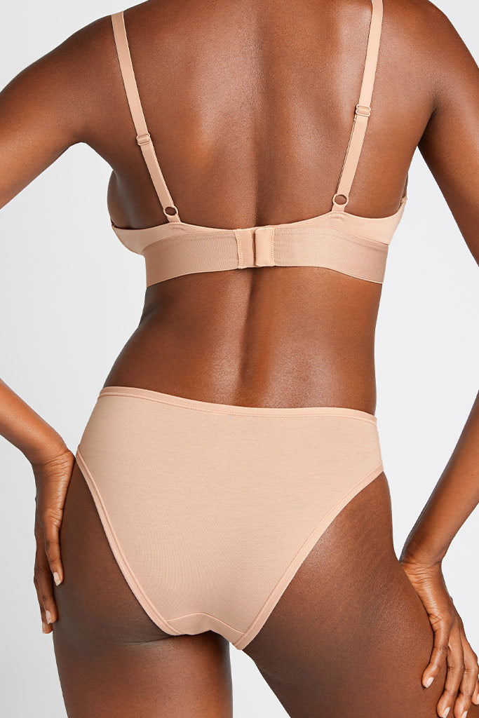 Cotton Triangle Bra in Buff  Buff Plunge Bra - Deep V Bralette – Negative  Underwear
