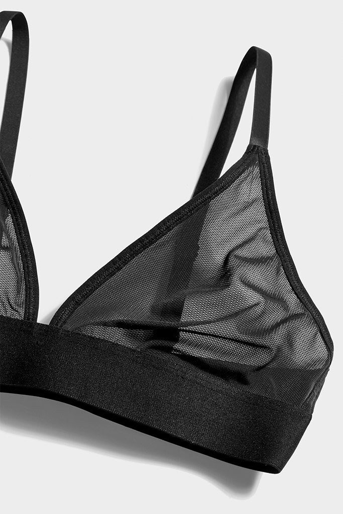 Eyelet Lace Triangle Bra in Black  Wireless Bra - Negative Underwear
