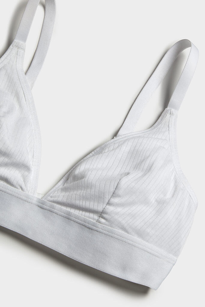 Sieve Triangle Bra in Buff + White  Plunge Bras - V-Neck Bras – Negative  Underwear