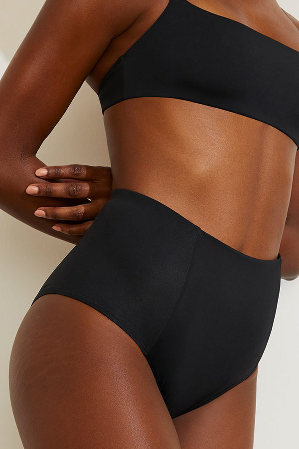 Swim Straight Neck One-Piece in Black