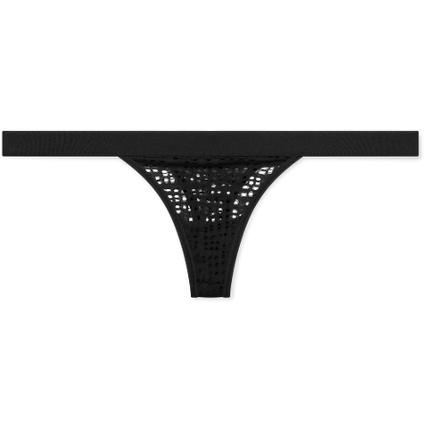 Detail view of Eyelet Lace Thong in Black for sizer