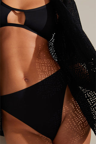 Detail view of Eyelet Lace Island Shirt in Black for sizer