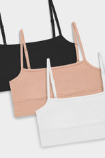 Thumbnail image #2 of Cotton Bralette in Black and in Buff and in White 3-Pack