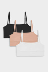 Thumbnail image #1 of Cotton Bralette in Black and in Buff and in White 3-Pack