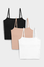 Thumbnail image #2 of Cotton Bra Cami in Black and in White and in Buff 3-Pack