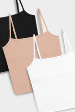 Thumbnail image #1 of Cotton Bra Cami in Black and in White and in Buff 3-Pack