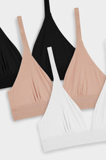 Thumbnail image #2 of Cotton Triangle Bra in Black and in Buff and in White 3-Pack