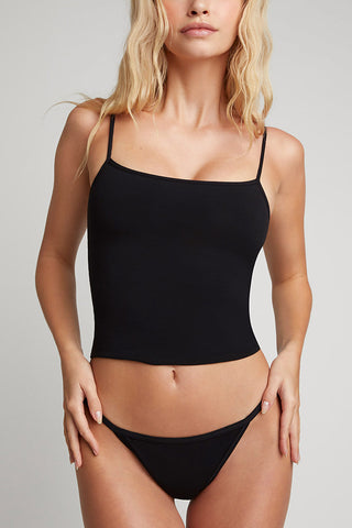 Detail view of Cotton Bra Cami in Black for sizer