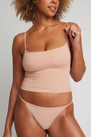 Detail view of Cotton Bra Cami in Buff for sizer