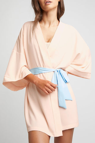 Detail view of Supreme Mini Robe in Peach for sizer