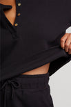 Thumbnail image #2 of Waffle Knit Cropped Henley in Black