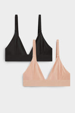 Thumbnail image #1 of Glacé Triangle Bra in Black and in Buff 2-Pack