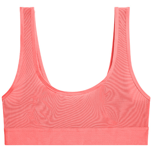 Shyle Light Neon Coral Stripe Underband Sports Bra With Y-Back
