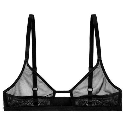 Detail view of Sieve Cutout Bra in Black for sizer