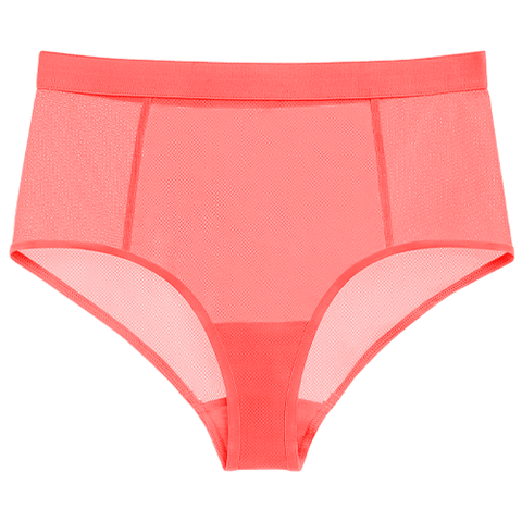 Detail view of Sieve High-Waist Brief in Coral for sizer