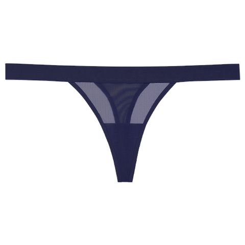 Detail view of Sieve Thong in Navy for sizer