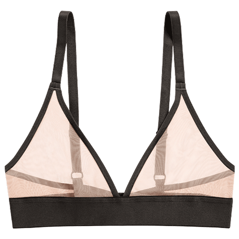 Sieve Triangle Bra in Buff + White  Plunge Bras - V-Neck Bras – Negative  Underwear
