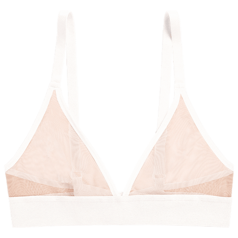 Detail view of Sieve Triangle Bra in Buff + White for sizer
