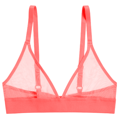 Detail view of Sieve Triangle Bra in Coral for sizer