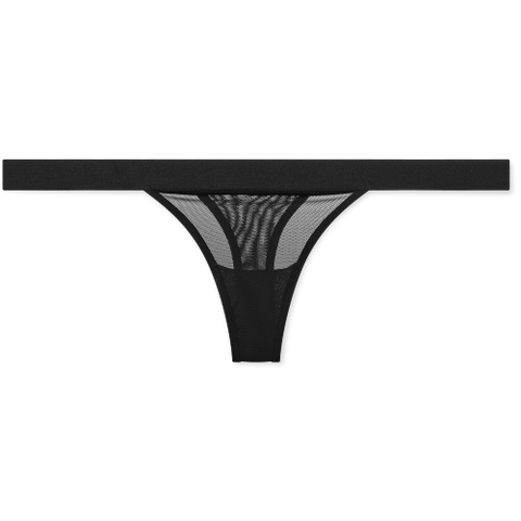 Detail view of Sieve Thong in Black for sizer