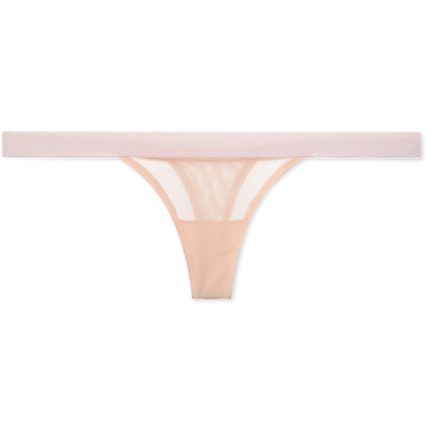 Detail view of Sieve Thong in Peach for sizer