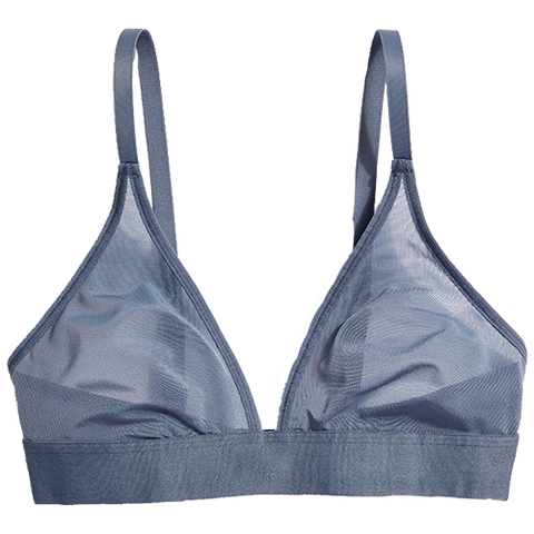 Detail view of Sieve Triangle Bra in Slate for sizer