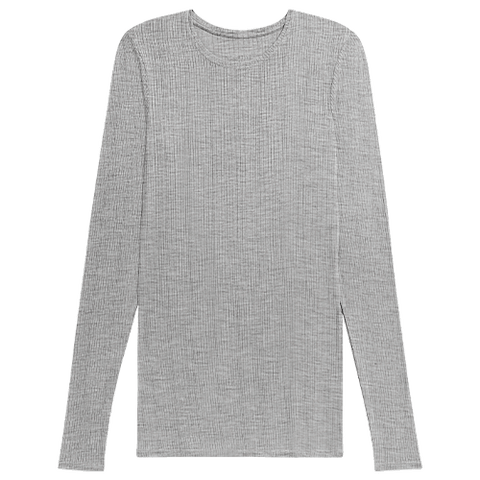 Detail view of Whipped Long Sleeve in Heather Grey for sizer