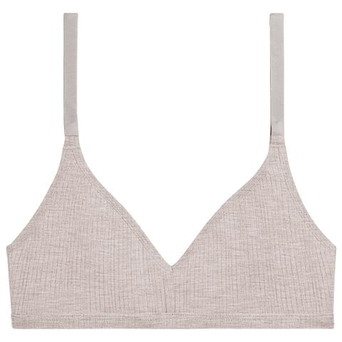 Detail view of Whipped Non-Wire Bra in Sand for sizer