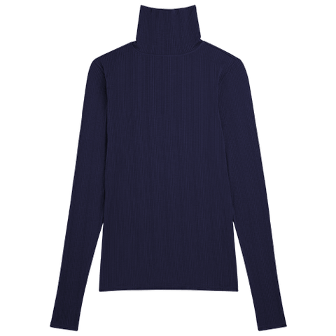 Detail view of Whipped Turtleneck in Navy for sizer