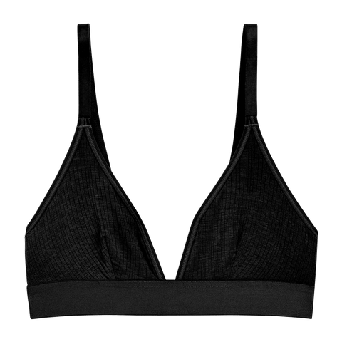 WANGPIN Black Bralettes for Women Silk Triangle Cup Bra Wireless