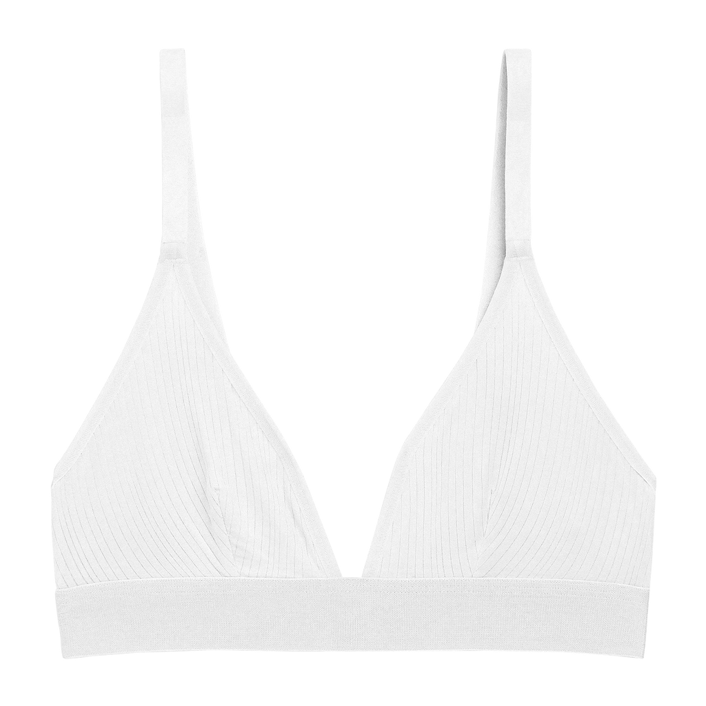 Women's Whipped White Triangle Bra | White Plunge Bra - V-Neck Bra